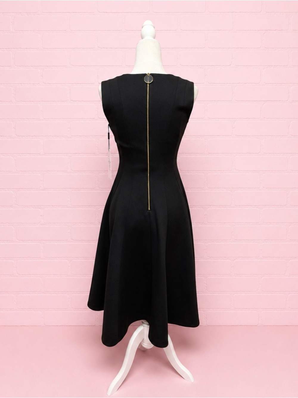 Calvin Klein Black V-Neck Fit-and-Flare Dress - Picture 5 of 9